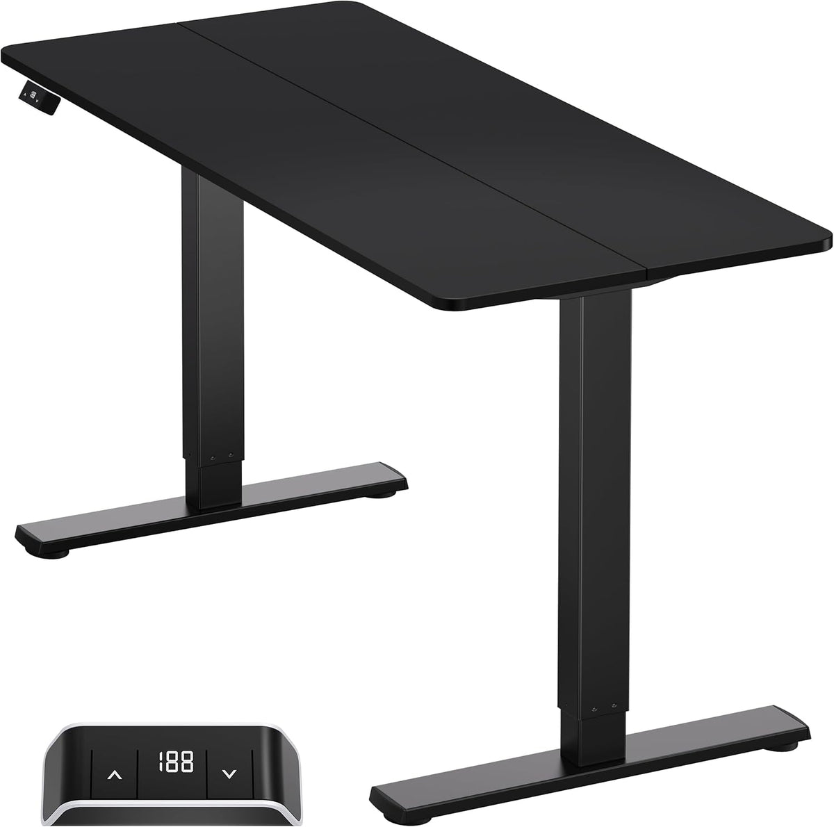ONKRON Height Adjustable Desk with Blade 140x60cm, Electric Sit-Stand Desk up to 60kg, Electric Adjustable Table with Motor 25mm/s Lifting Speed Black WDT221E-B - QUORE
