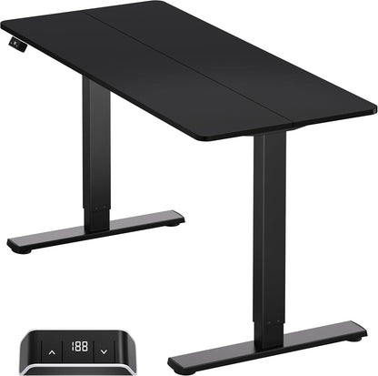 ONKRON Height Adjustable Desk with Blade 140x60cm, Electric Sit-Stand Desk up to 60kg, Electric Adjustable Table with Motor 25mm/s Lifting Speed Black WDT221E-B - QUORE