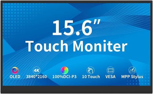 39.6 cm (15.6 inch) 4K OLED 3840 x 2160 Capacitive Touchscreen, 10-Point Capacitive Touchscreen, HDMI/USB C/Mini DP Interface, Integrated Speakers, VESA, Commercial Display - QUORE