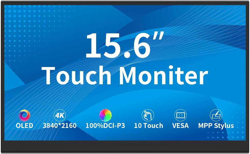 Touchscreen Monitor – Beeldscherm – Display – Scherm – Computerscherm – 15,6 Inch 4K OLED – 10-Punts Capacitief Touch