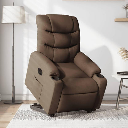 vidaXL Stand up chair electrically adjustable fabric brown