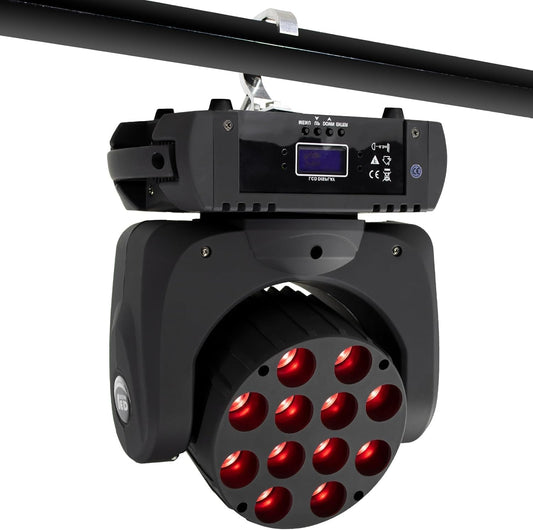 SHEHDS Bewegende Hoofd Lichtstraal Wassen LED 12x12W RGBW 4in1 DJ Lichten Verlichting Professionele 9/16 Kanalen DMX512 Geluid Geactiveerd Strobe Effect Podium Lichten voor Kerst Evenementen