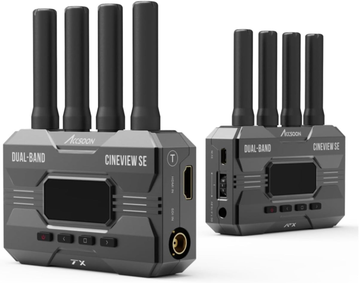 Accsoon CineView SE Wireless Transmitter Receiver System SDI & HDMI Dualband-technologie 2,4 GHz 5 GHz 1200 ft/50 ms HD camerabesturing iOS Android voor Tik-Tok YouTube Live Streaming.