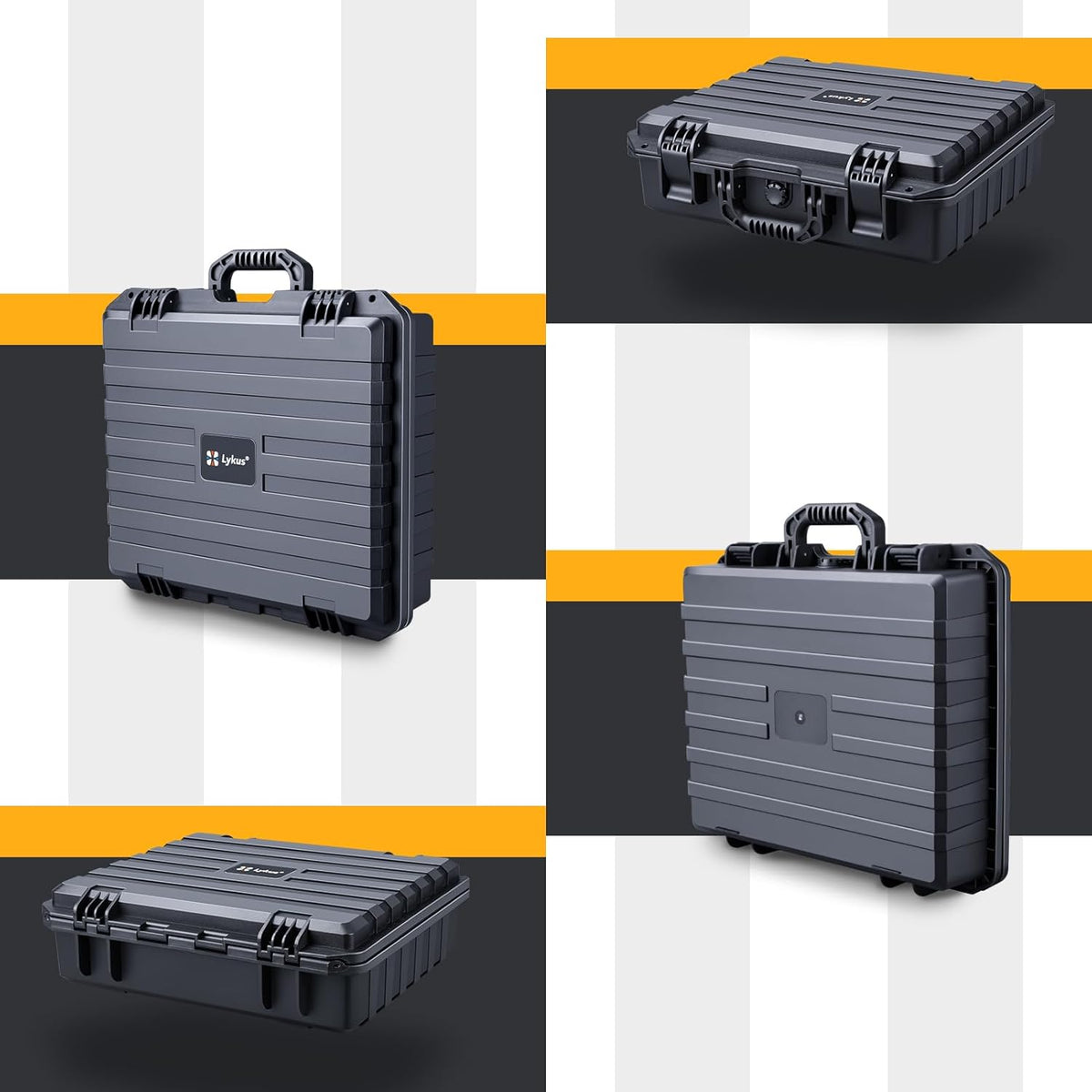 Lykus HC-4010 Waterdichte Koffer met Aanpasbaar schuim, Binnenmaat 40,7x33,6x11,7cm, Geschikt voor laptop, elektronica, en nog veel meer