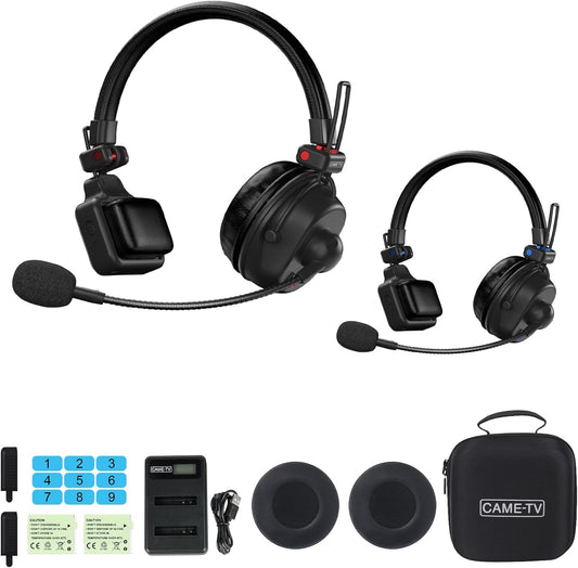 Came-TV Waero-PRO 1,9 GHz Wireless Intercom Headset Systeem Noise Cancellation A/B Group 1700ft (518m) Zero Latency 2 Persoon Team Communication for Church Boating TV Film Production Drone