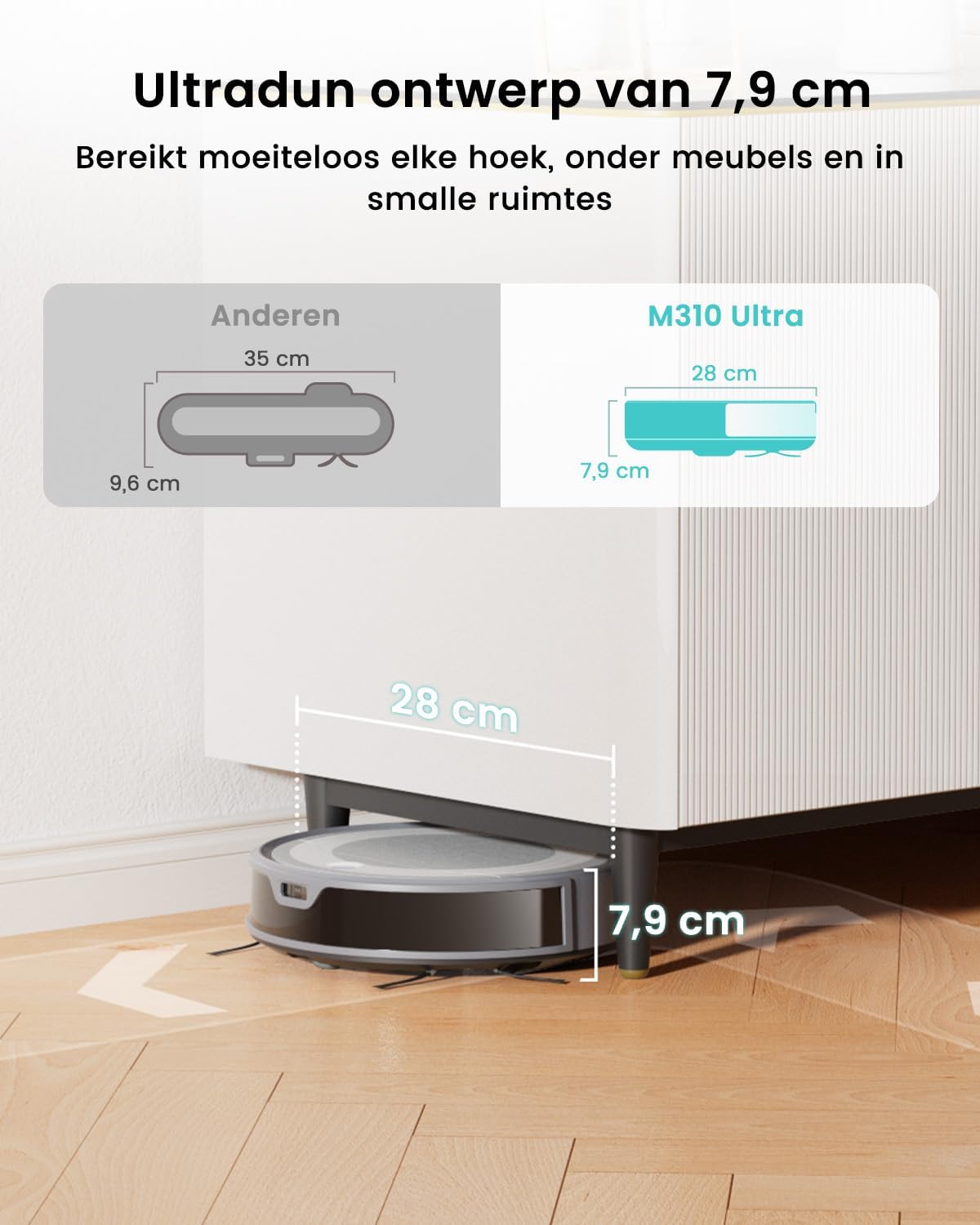 Robotstofzuiger – Robotstofzuiger en dweilrobot – Slimme vloerreiniger – Automatische stofzuiger – 3-in-1 stofzuigen vegen dweilen – 6000 Pa zuigkracht – ToF PSD navigatie met appbesturing
