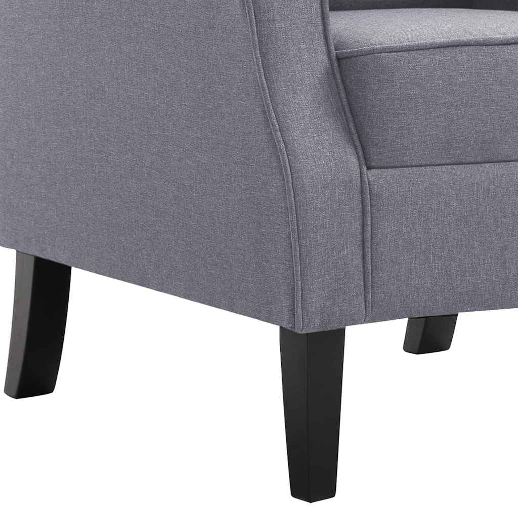 Fauteuil – Armstoel – Zetel – Relaxstoel – Stoel – Donkergrijs – Massief Houten Frame – Comfortabele Gevoerde Zitting 14 cm