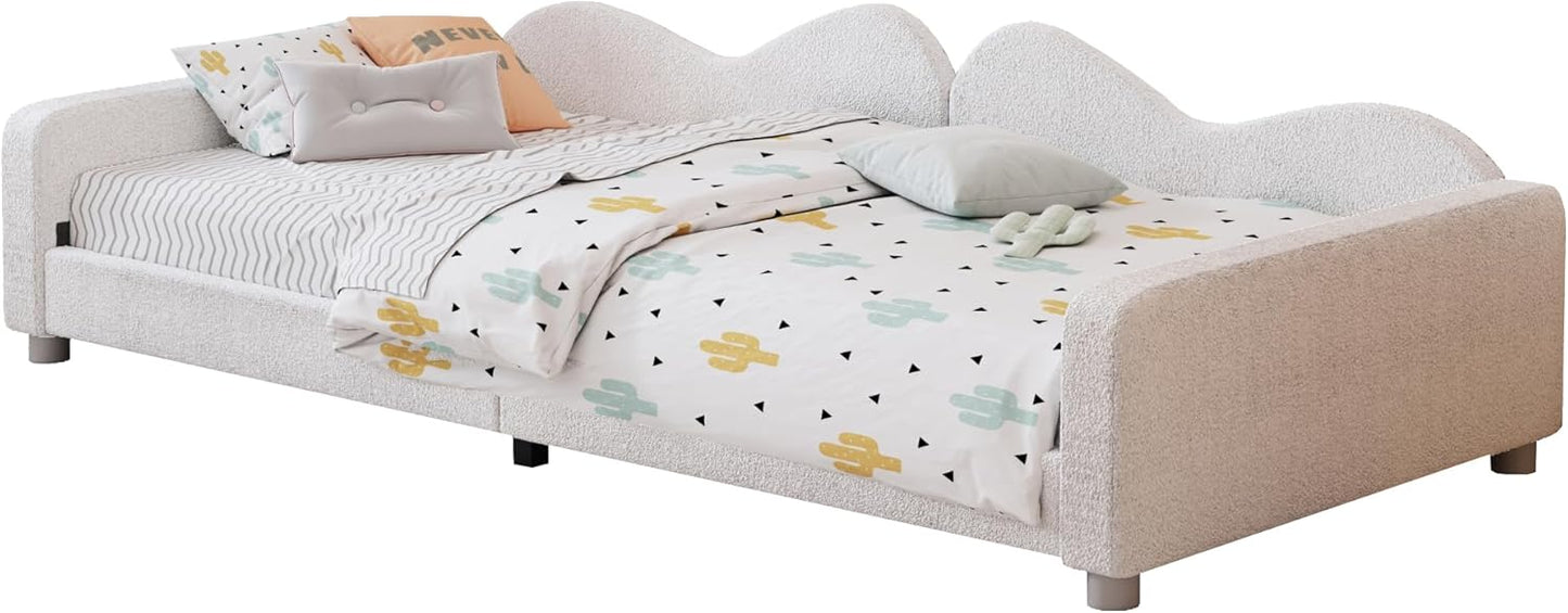 Kinderbedkussen Bed - Slaapbank Frame - Teddy Doek Multifunctionele - Rugleuning Armleuning Zacht Bed - Eugdbed Gastenbed - 90*200 cm - 02 Wit