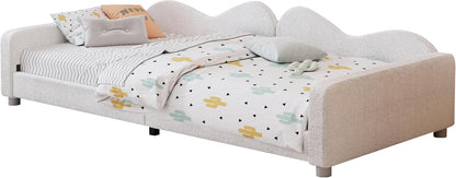 Kinderbedkussen Bed - Slaapbank Frame - Teddy Doek Multifunctionele - Rugleuning Armleuning Zacht Bed - Eugdbed Gastenbed - 90*200 cm - 02 Wit
