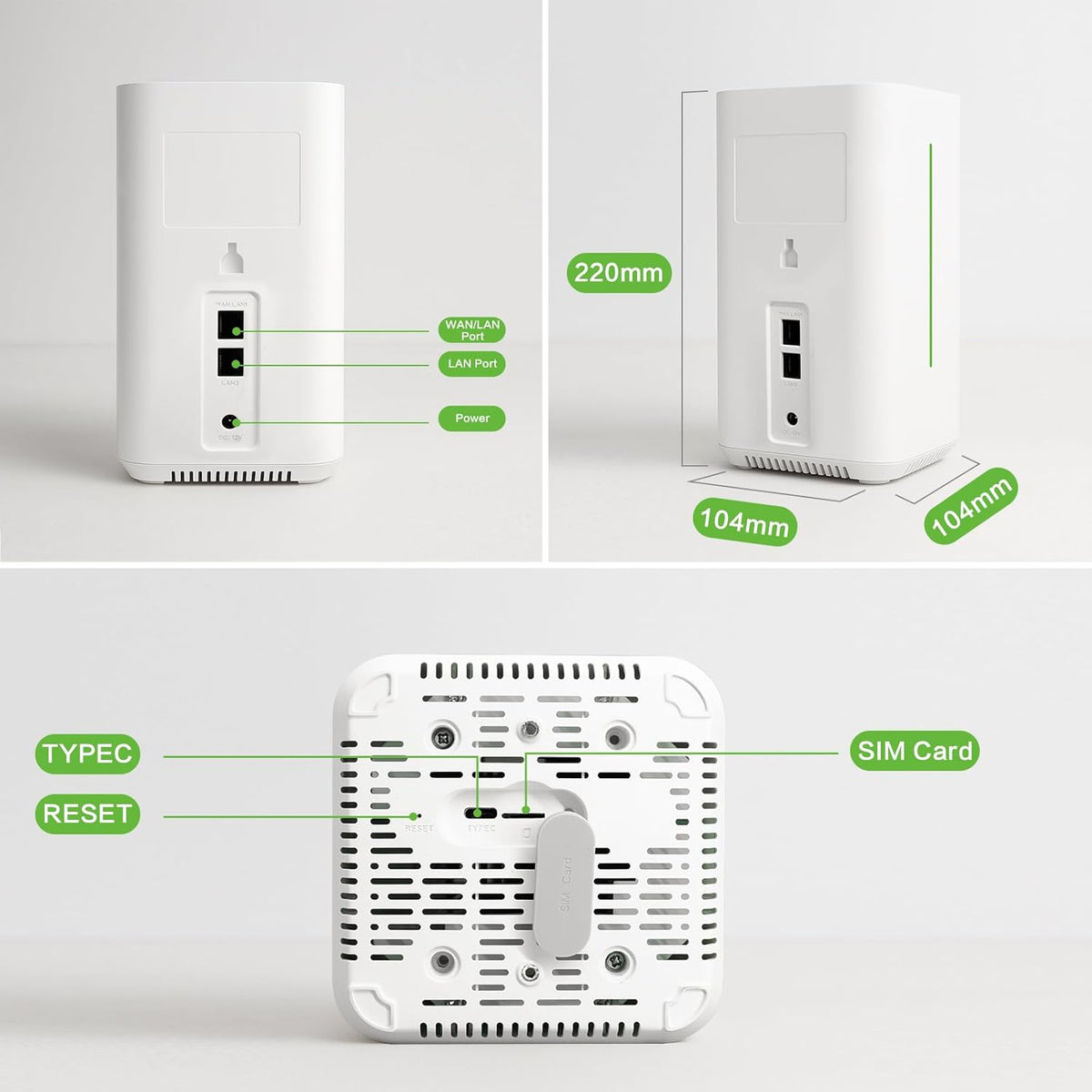 InHand Networks CPE 5G Router AX3000 Wi-Fi 6,5G SA/NSA: MAX.DL 3,4 Gbit/s, ingebouwde 8 antenne, 2 x 2 MIMO, VPN router, automatische foutomschakeling, firewall 3L, app/beheerde cloud, Qualcomm CPU