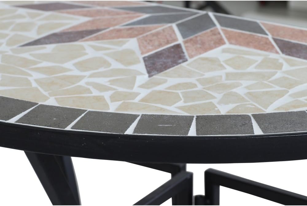 Siena Garden Tafel Stella, 35,5 x 70 x 71,5 cm, frame: staal, gepoedercoat in mat zwart, oppervlak: mozaïek, tafelblad: keramiek