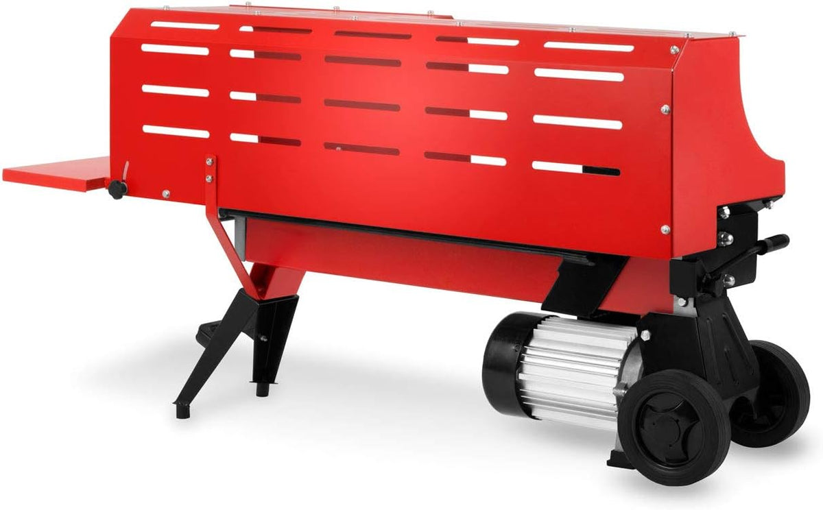 EBERTH Houtsplijter, brandhoutsplijter, hydraulische splijter, elektrisch, 2200 W, met 7 ton splijtkracht en kooi, max. tot 52 cm houtlengte en 25 cm diameter, transportwielen, 230 V, liggend