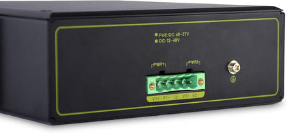 DIGITUS industriële 6-poorts Gigabit PoE netwerkswitch - 4x RJ45 + 2x Gigabit SFP uplink - unmanaged - DIN rail montage - 10/100/1000 Mbit/s - zwart