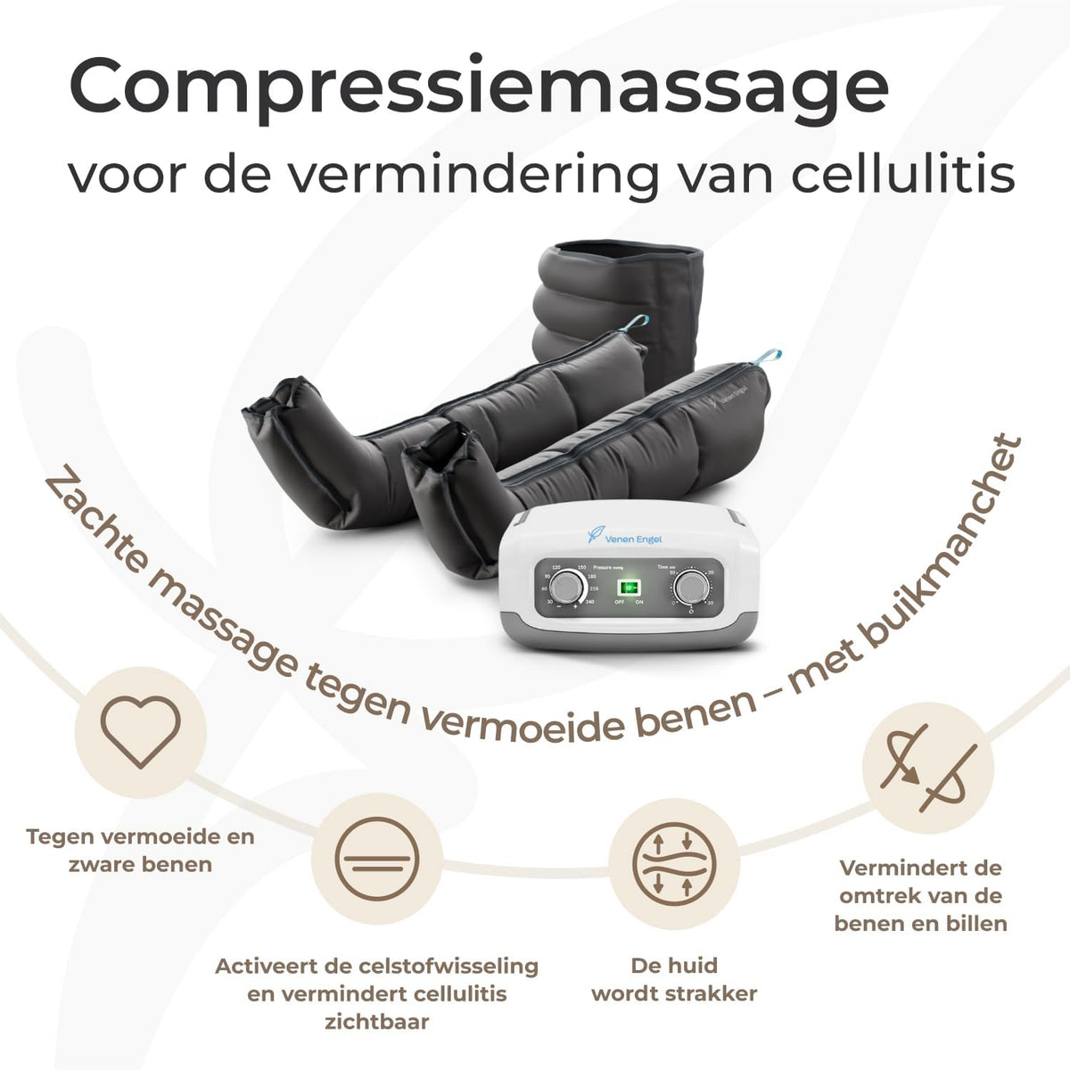 Venen Engel 4 Golfmassageapparaat met buik- & beenmanchetten, 4 luchtkamers, druk & tijd eenvoudig in te stellen