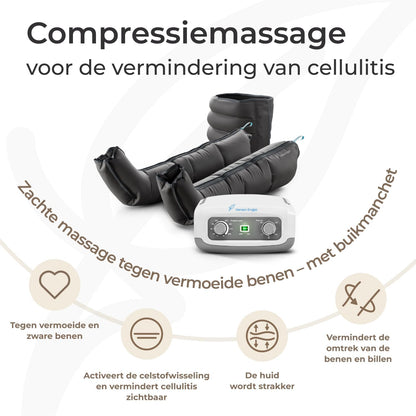 Venen Engel 4 Golfmassageapparaat met buik- & beenmanchetten, 4 luchtkamers, druk & tijd eenvoudig in te stellen