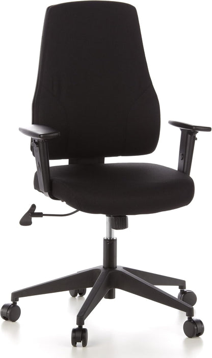 hjh OFFICE 608100 professionele bureaustoel PRO-TEC 100 zwart stof draaistoel met verstelbare rugleuning