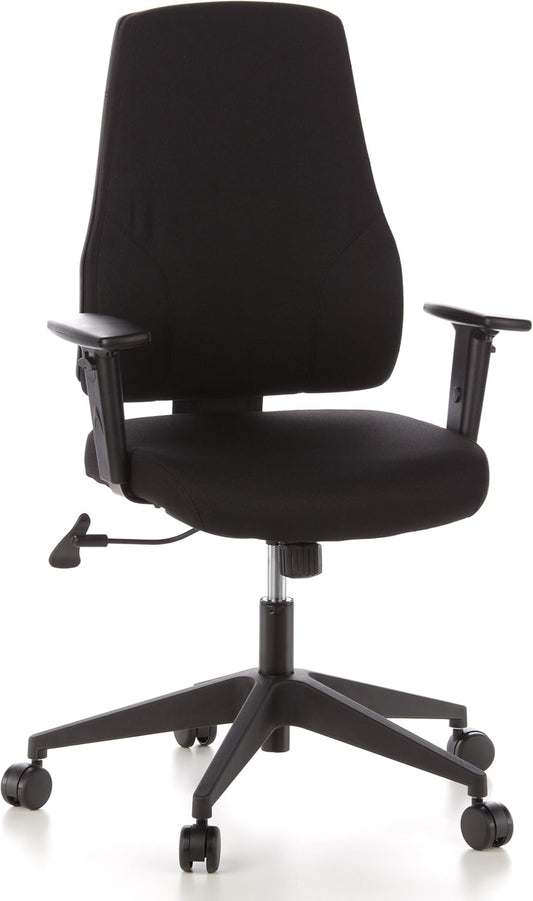 hjh OFFICE 608100 professionele bureaustoel PRO-TEC 100 zwart stof draaistoel met verstelbare rugleuning