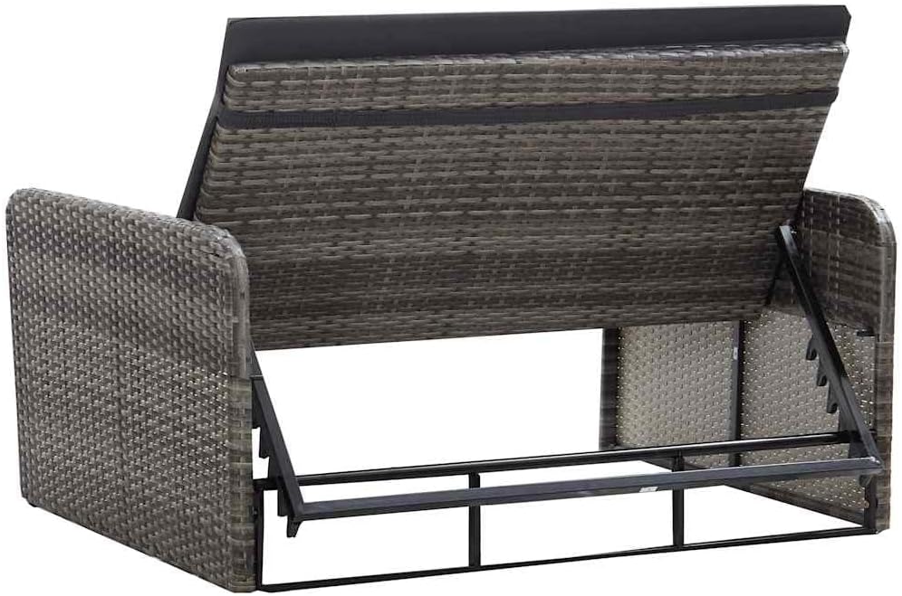 vidaXL Lounge Set with Cushions 2-piece Garden Set Furniture Set Garden Garden Furniture Set Lounge Furniture Set Lounge Furniture Lounger Furniture Poly Rattan Grey - QUORE