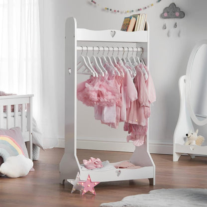 Haus Projekt Verkleedrail wit voor kinderen 3-8 jaar, houten verkleedkast, slaapkamermeubel, handgemaakte meisjesaankleedstang, babykamermeubel, kerstcadeau