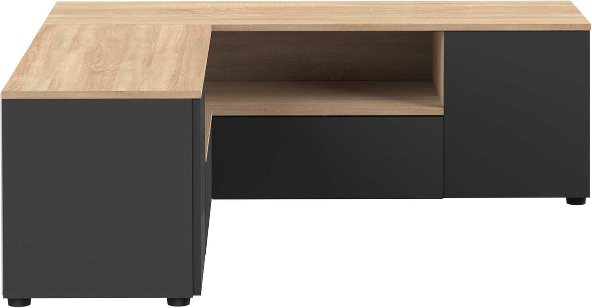 TemaHome, TV-hoek, zwart en eiken, 130 x 40 x 46 cm (B x D x H)