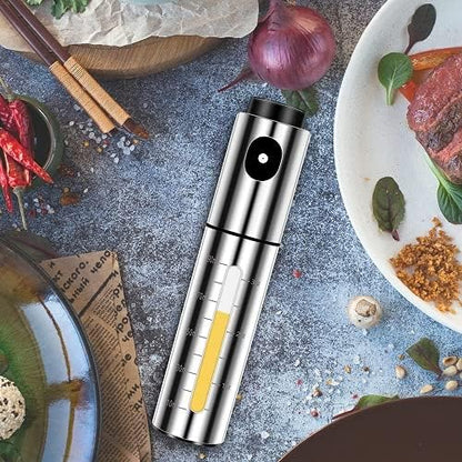 Oliesproeier voor koken, 100 ml roestvrij staal, oliedispenser voor airfryer, keukenaccessoires, oliefles voor salade, barbecue, bakken, braden, grillen