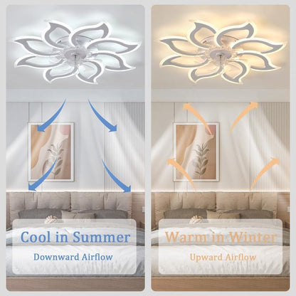 Grote verstelbare led-plafondventilator met modern omkeerbaar licht en stille afstandsbediening, 6 snelheden, wit