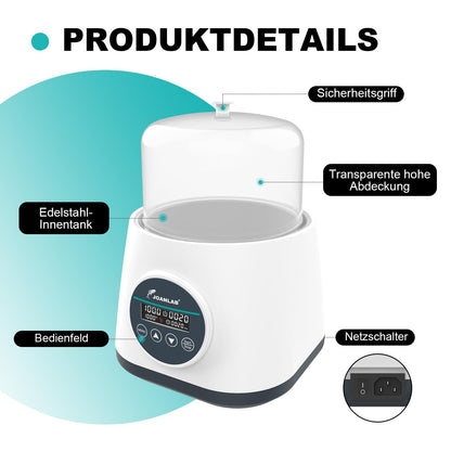 JOANLAB 2 liter laboratoriumwaterbad met digitaal display, precisieverwarming 100 °C, roestvrijstalen kuip met timer en dubbele bescherming, transparant deksel voor laboratoria