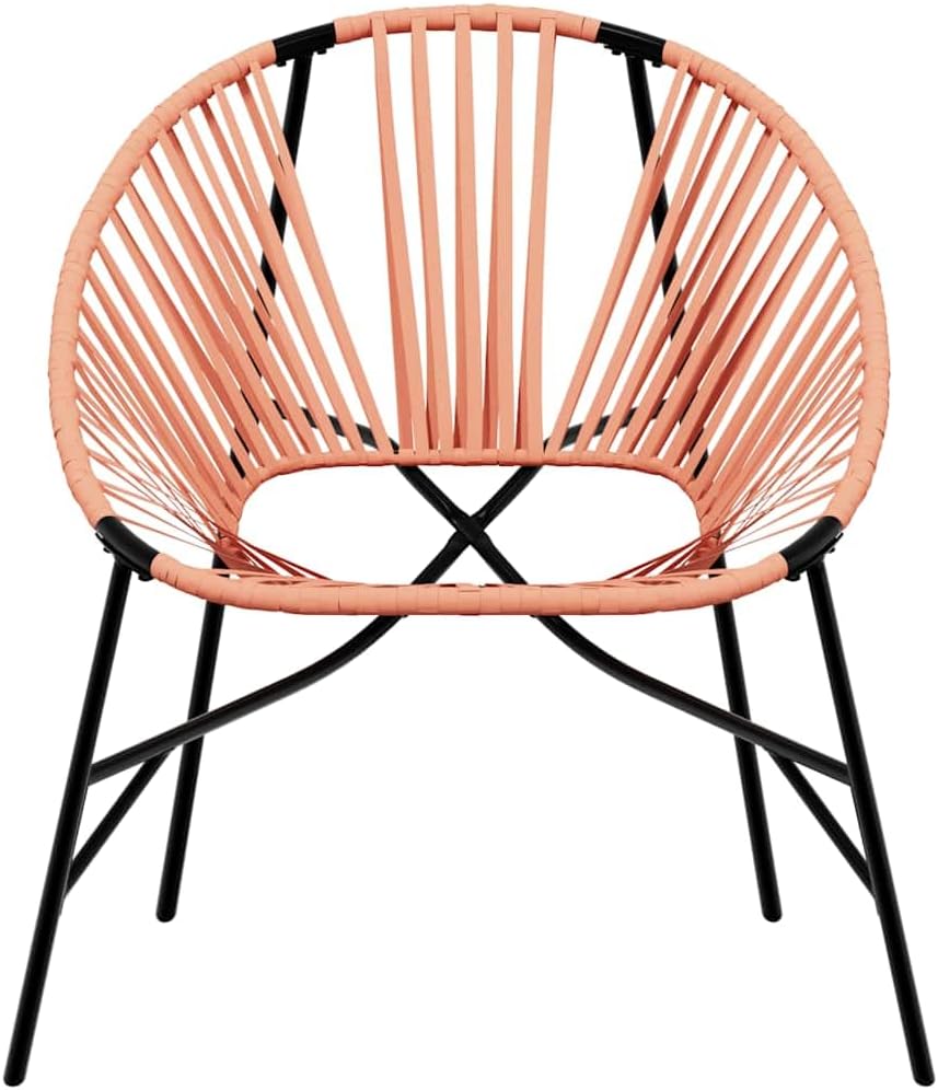 Polyrattan Garden Chair in Egg Shape Black and Orange Comfortable Outdoor Relax Chair with Powder Coated Steel Frame Weatherproof - QUORE