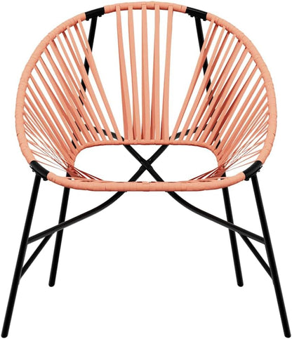Polyrattan Garden Chair in Egg Shape Black and Orange Comfortable Outdoor Relax Chair with Powder Coated Steel Frame Weatherproof - QUORE