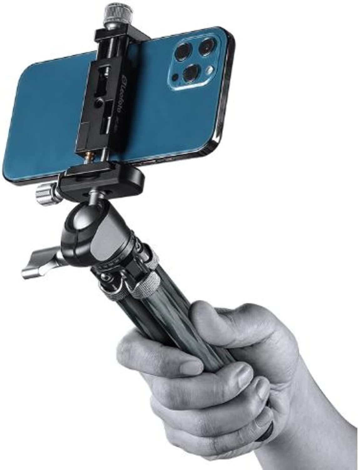 Leofoto MT-02C+LH-22 Tafelblad Statief, Mini Travel, Koolstofvezel, 2 Benen Sectie, 1/4" Statief Montage Stud Ball Head Kit (zwart)