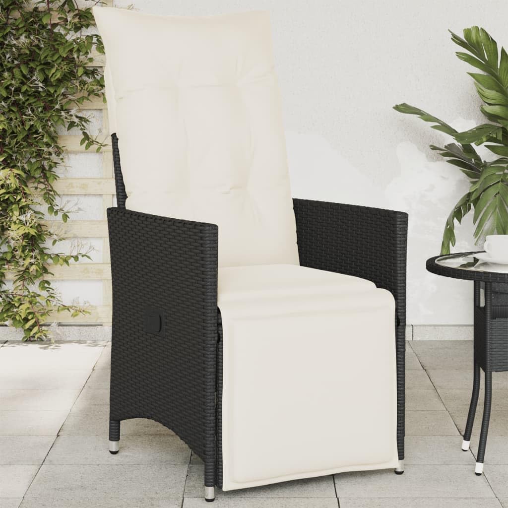 365659 Garden Armchair with Cushions Synthetic Rattan Black Outdoor Patio Balcony Chairs Garden Chairs Patio Chair - QUORE
