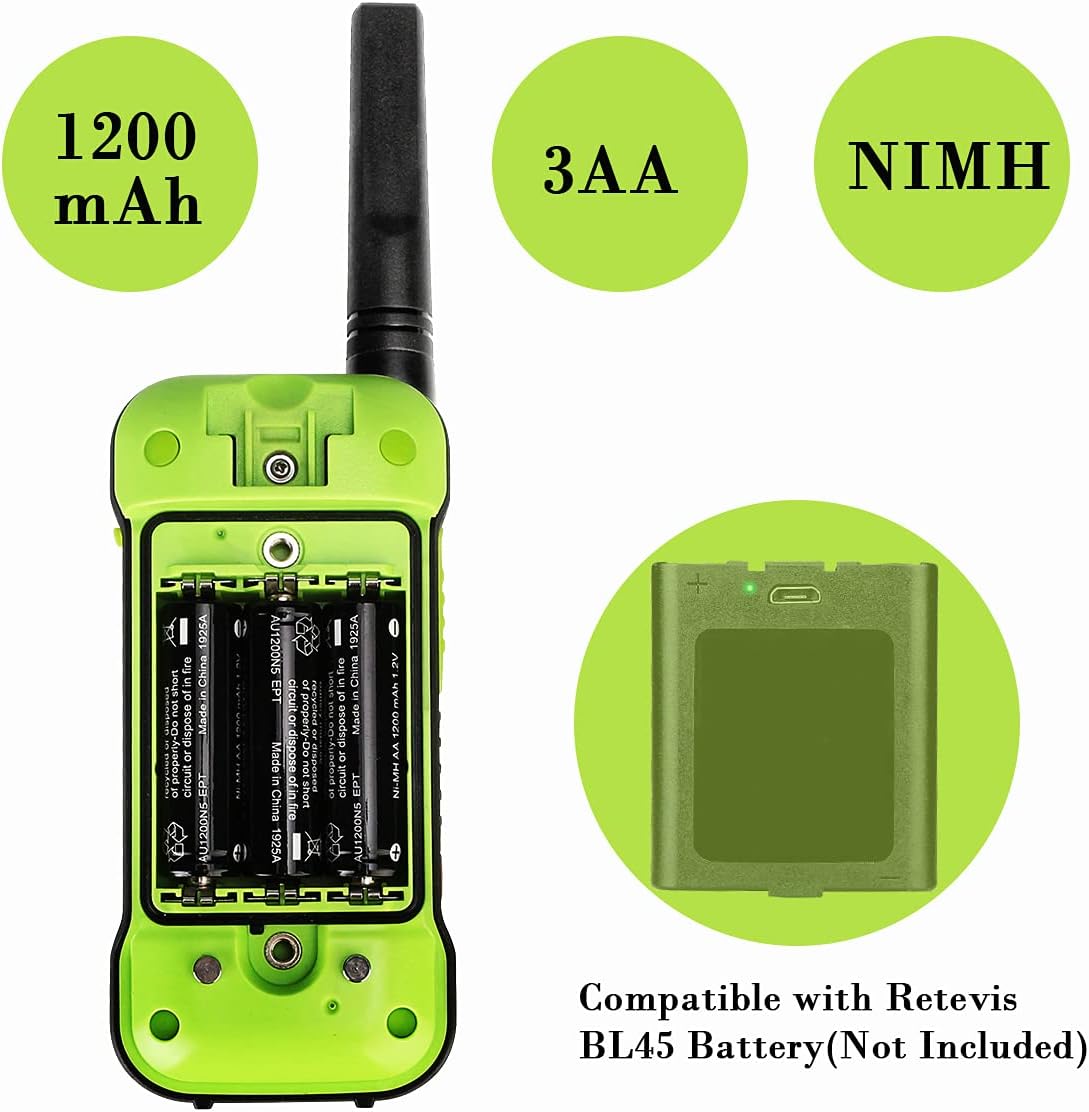 Retevis RT649P Walkie Talkie Oplaadbaar, Ip67 Waterproof Float, PMR 446 Licentievrij 16 Kanalen, Led Zaklamp, Ctcss/Dcs Vox, Walkie Talkie Headset (2 Paar, Groen)