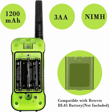 Retevis RT649P Walkie Talkie Oplaadbaar, Ip67 Waterproof Float, PMR 446 Licentievrij 16 Kanalen, Led Zaklamp, Ctcss/Dcs Vox, Walkie Talkie Headset (2 Paar, Groen)