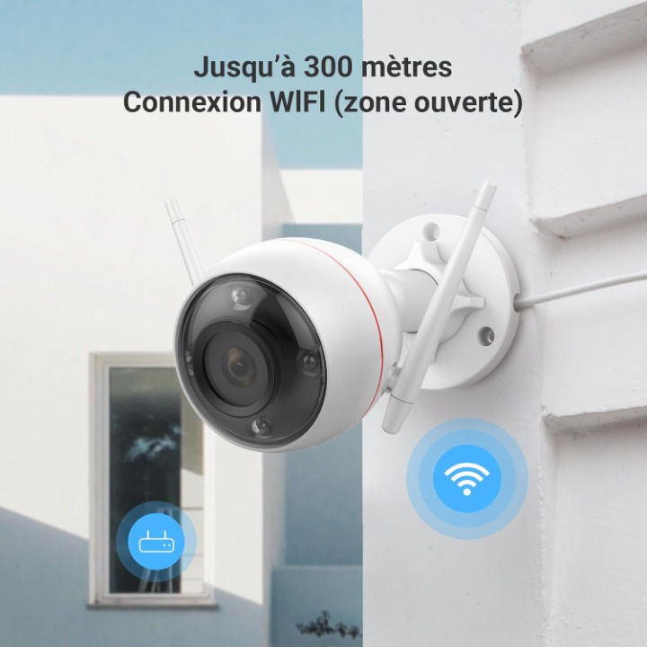 Beveiligingscamera Buiten - WiFi-bewakingscamera - Draadloze IP-camera - 4MP - met AI Menselijke Detectie-  30m Kleuren Nachtzicht - Alarmsirene - IP67 Waterdicht - Twee-weg audio - Wit
