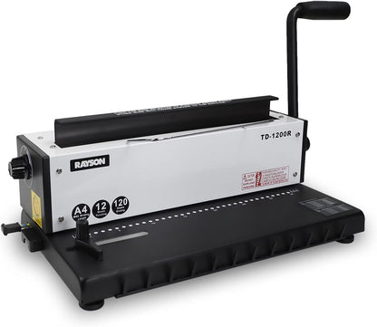 RAYSON TD-1200R Metaaldraad bindmachine – 3:1 ponsafstand, 34 gaten, perforeert 12 A4-bladzijden, bindt tot 120 pagina’s