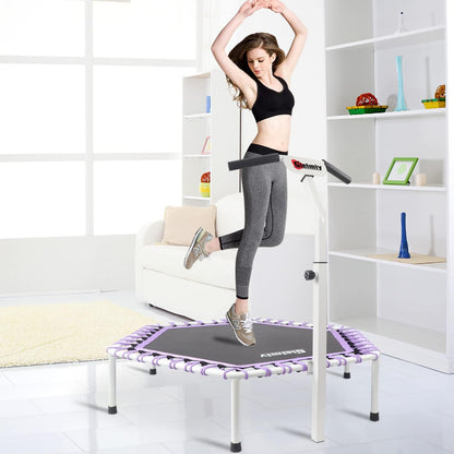 Silent Fitness Trampoline, 122 cm stille mini-trampoline, bungee, rebounder, jumping, cardio trainer, workout voor volwassenen, maximale belasting 150 kg