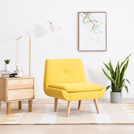 Eetkamerstoel Geel – Stoel Zonder Armleuning – Dining Chair – Woonkamerstoel – Stoffen Stoel – Rubberen Poten – Comfortabele Zitting 8 cm Dik – Lichtgewicht en Duurzaam