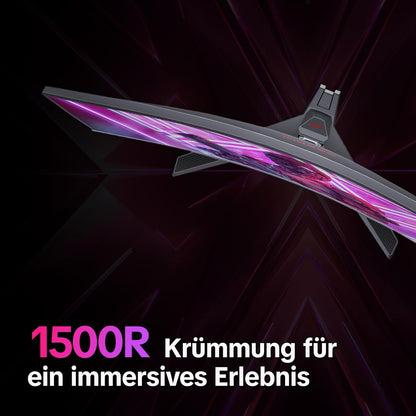 KOORUI 27 Zoll Curved Gaming Monitor 180Hz, 1ms, 1920x1080, FHD, 1500R, Adaptive-Sync, HDR10, VESA, inklusive DP and HDMI Cable - QUORE