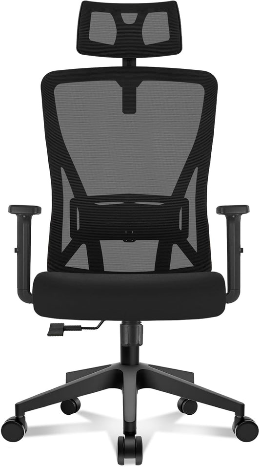 Bureaustoel – Ergonomische Stoel – Draaistoel – Office Chair – Computerstoel – Ademend Mesh – Verstelbare Lenden- en Hoofdsteun