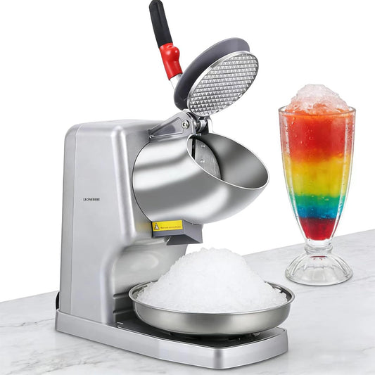 Elektrische ijsbreker met 2 messen, 65 kg/u, 300 W, 220 V, voor sneeuwkegel, cocktails, huishouden en commercieel, zilver