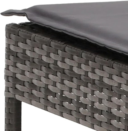 Sun Lounger with Poly Rattan Cushion with Grey Cushion, Outdoor Sun Lounger, Sun Lounger, Garden Bed, Outdoor, Beach Chair - QUORE