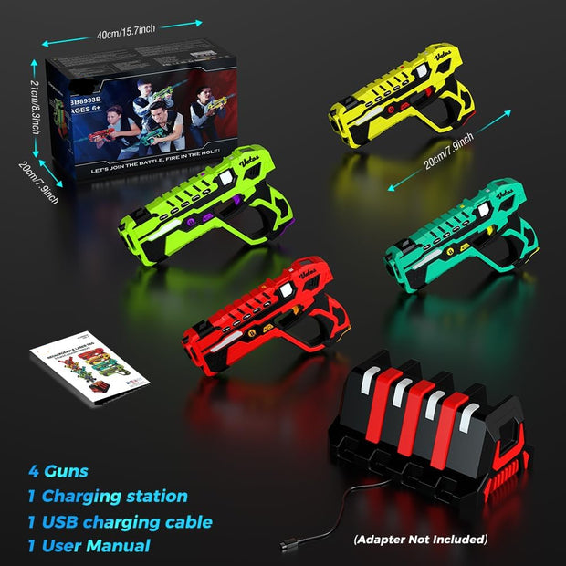 Laser Tag - Laser Guns - Lasergame - Oplaadbare - 4 Spelers - met Oplaadstation - GeenVesten Nodig - Infrarood Laserpistolen - Data Display - voor Kinderen - Tieners - Volwassenen - Familie Groepsactiviteit Spel