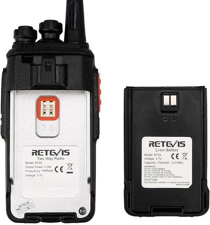 Retevis RT24 Professionele Portofoons met Headset PMR446 Vergunningsvrije Walkie Talkies 16 Kanalen CTCSS/DCS VOX Oplaadbaar Walkie Talkies met EU-stekker Laadstation en Lithium-ionbatterij (10 Stuks, Zwart)