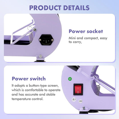 Kappers, mutspers, warmtepers, 9,5 x 15 cm, transferpers, warmtepers, 360 graden rotatie kap, warmtepersmachine met digitale led-temperatuur- en tijdcontroller, 220 V