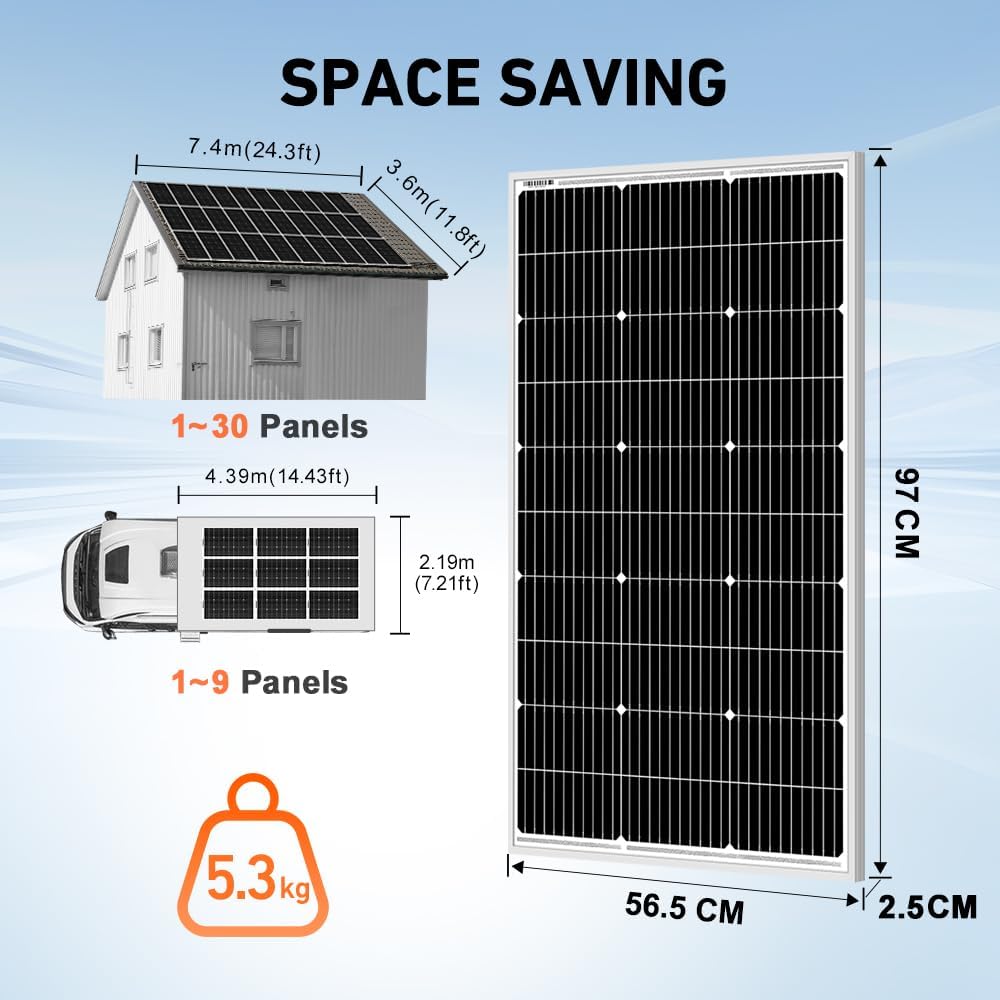 DOKIO 400W zonnepaneel 4 * 100W monokristallijn Voor 12V voertuigbatterij, AGM, gelbatterij ideaal voor camper, camping, tuinhuis