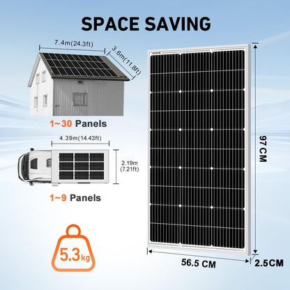 DOKIO 400W zonnepaneel 4 * 100W monokristallijn Voor 12V voertuigbatterij, AGM, gelbatterij ideaal voor camper, camping, tuinhuis