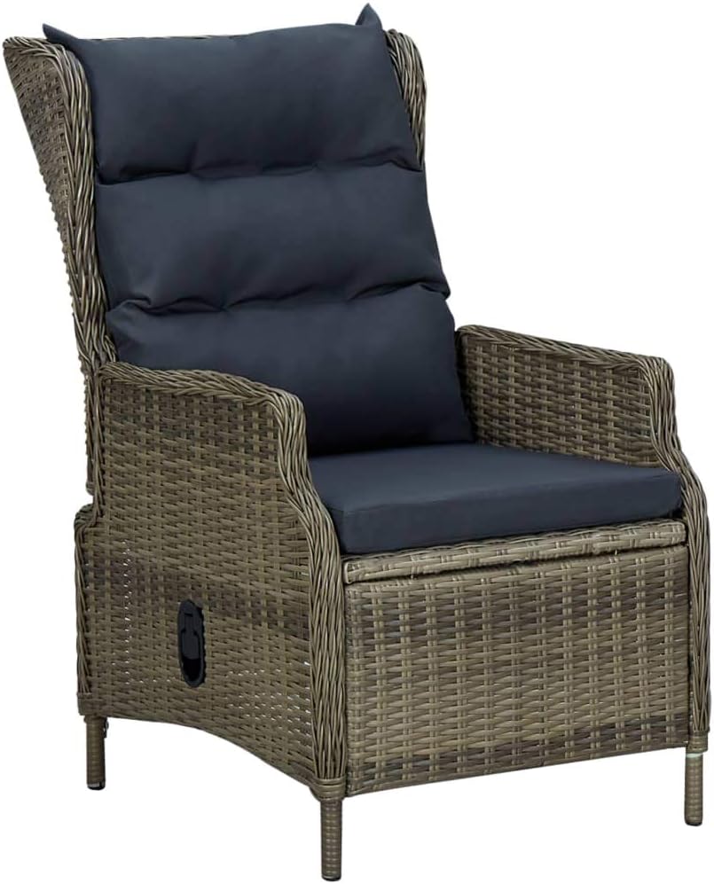 vidaXL Garden chair adjustable with ottoman poly rattan brown - QUORE