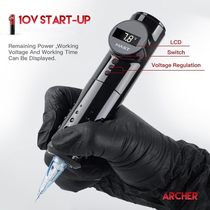 Mast Archer Tattoo Kit Wireless Rotary Tattoo Gun Pen Machine with 2pcs Grips 20pcs Tattoo Cartridges Needlefor Tattoo Studio Art