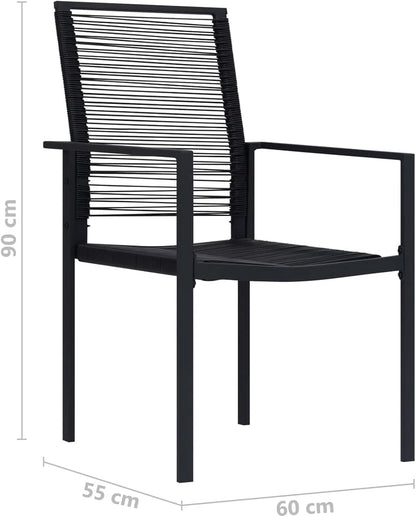 Gecheer Garden Chairs Set Armchair Outdoor Patio Dining Armchair with Aluminum Frame 4pcs PVC Rattan Black Outdoor Chairs - QUORE
