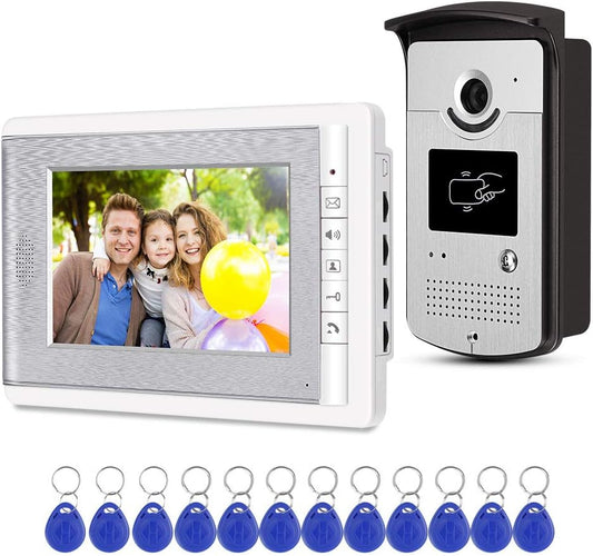 2 Monitor Home Intercom Video Deurtelefoon RFID Camera Toegangscontrole Systeem 7 ''TFT Kleurenschermen Ondersteuning EM Unlocking+10 stks ID Blauwe Keyfob (1 camera 1 monitor)